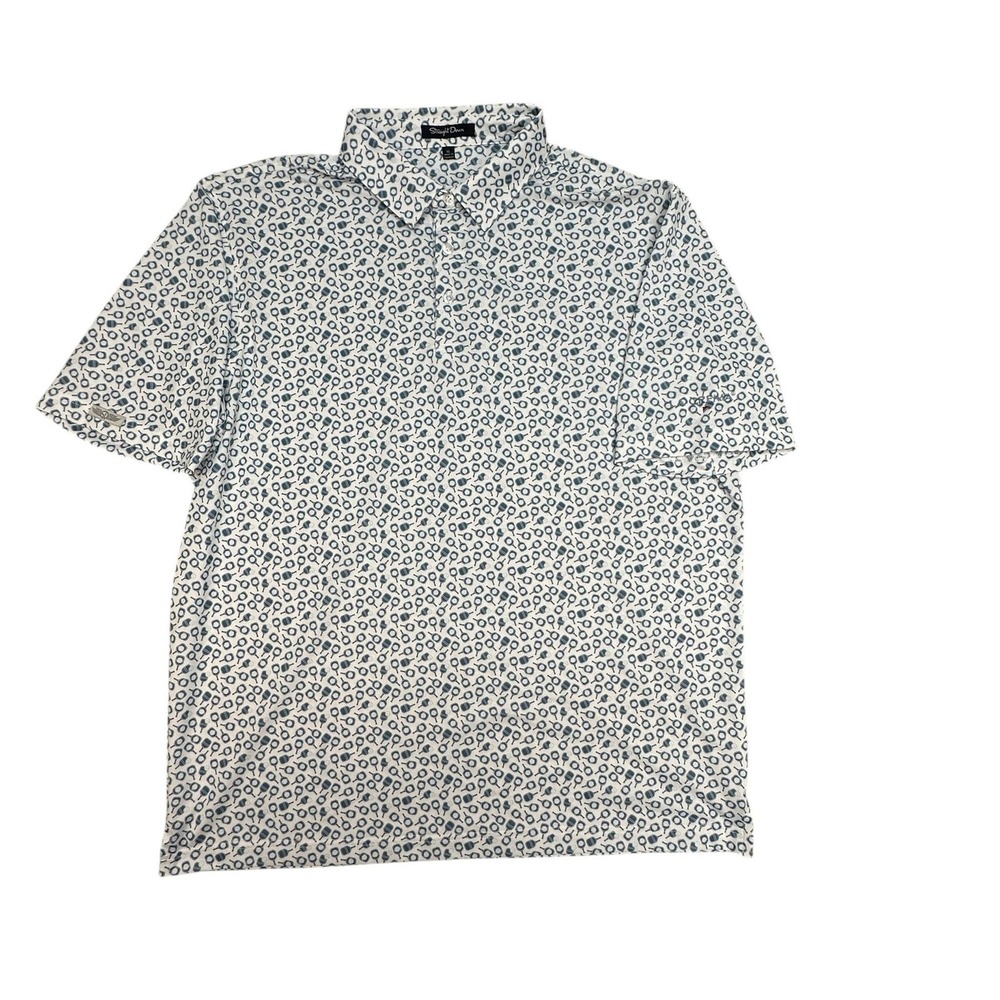 Straight Down Polo Shirt Mens XL Pickleball La Crema All Over Print Golf Stretch